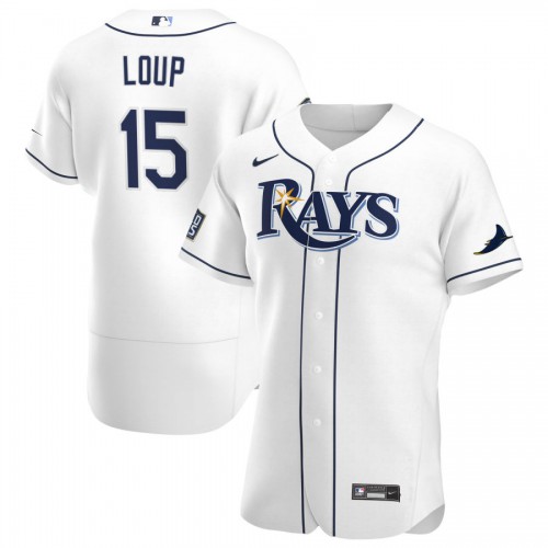 Tampa Bay Tampa Bay Rays #15 Aaron Loup Men's White Home 2020 World Series Bound Authentic Player Jersey Men's