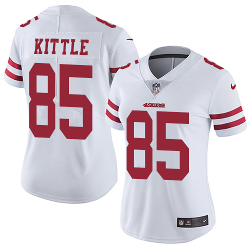 49ers #85 George Kittle White Women's Stitched Vapor Untouchable Limited Jersey