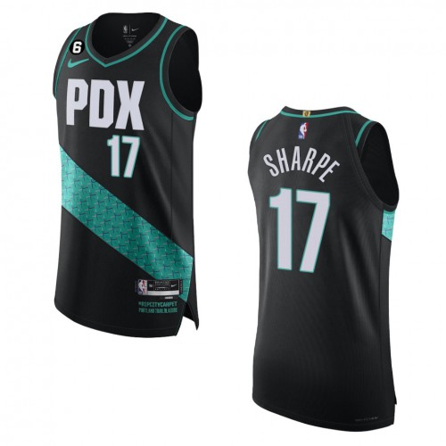 Portland Trail Portland Trail Blazers #17 Shaedon Sharpe Black 2022-23 Authentic Jersey - City Edition Mens