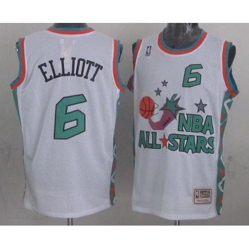 Mitchell And Ness San Antonio Spurs #6 Sean Elliott White 1996 All-Star Stitched Jersey Mens