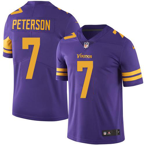 Minnesota Vikings #7 Patrick Peterson Purple Men's Stitched Limited Rush Jersey Men's