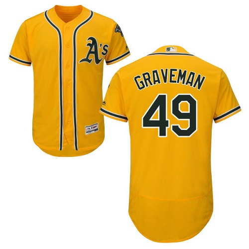 Oakland Athletics #49 Kendall Graveman Gold Flexbase Authentic Collection Stitched Jersey Men's