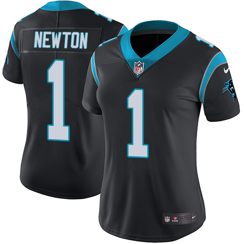 Carolina Panthers #1 Cam Newton Black Team Color Women's Stitched Vapor Untouchable Limited Jersey Womens