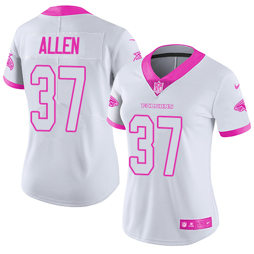 Atlanta Falcons #37 Ricardo Allen White/Pink Women's Stitched Limited Rush Fashion Jersey Womens
