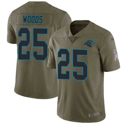 Panthers #25 Xavier Woods Olive Youth Stitched Limited 2017 Salute To Service Jersey