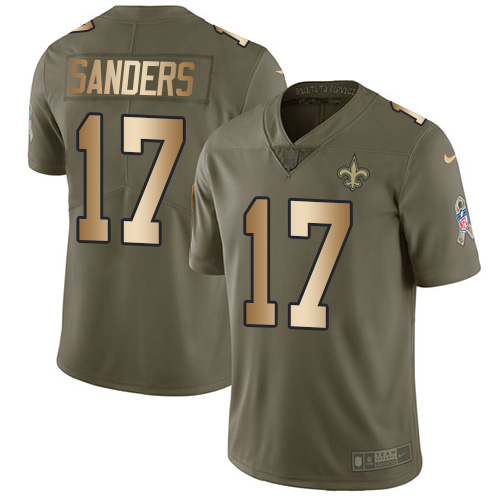 New Orleans Saints #17 Emmanuel Sanders Olive/Gold Men's Stitched Limited 2017 Salute To Service Jersey Men's
