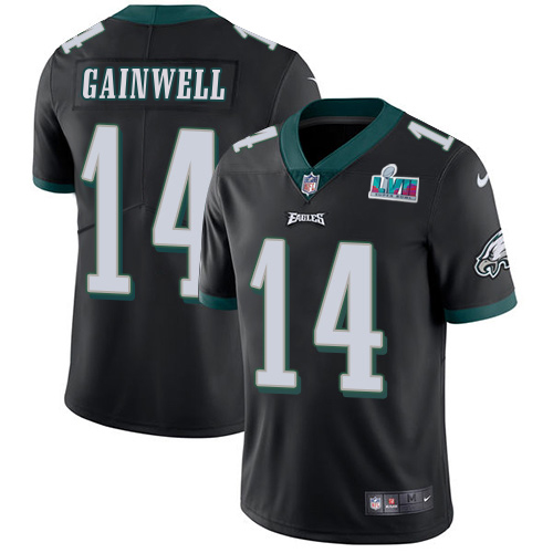 Eagles #14 Kenneth Gainwell Black Alternate Super Bowl LVII Patch Youth Stitched Vapor Untouchable Limited Jersey