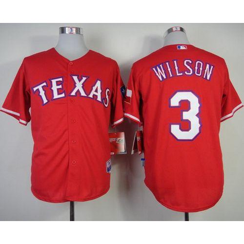 Texas Rangers #3 Russell Wilson Red Cool Base Stitched Jersey Men's