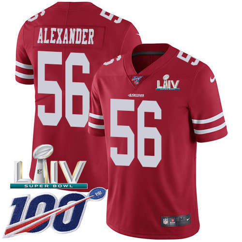 San Francisco 49ers #56 Kwon Alexander Red Super Bowl LIV 2020 Team Color Youth Stitched 100th Season Vapor Limited Jersey Youth