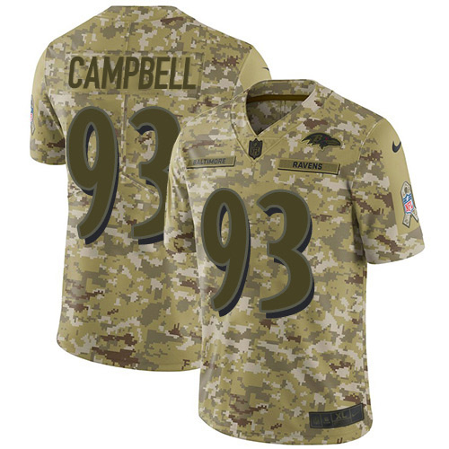 Baltimore Ravens #93 Calais Campbell Camo Youth Stitched Limited 2018 Salute To Service Jersey Youth