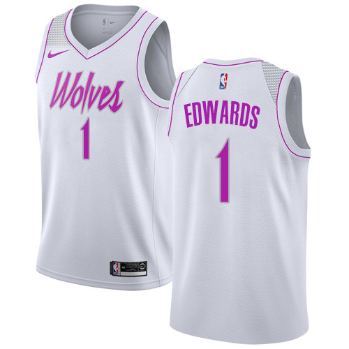 Minnesota Timberwolves #1 Anthony Edwards White Womens Swingman Earned Edition Jersey Womens
