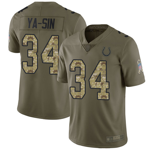 Indianapolis Colts #34 Rock Ya-Sin Olive/Camo Men's Stitched Limited 2017 Salute To Service Jersey Men's