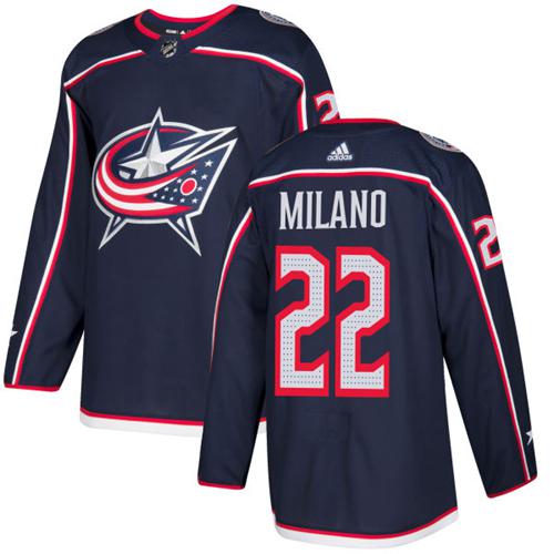 Adidas Columbus Blue Jackets #22 Sonny Milano Navy Blue Home Authentic Stitched Jersey Men's