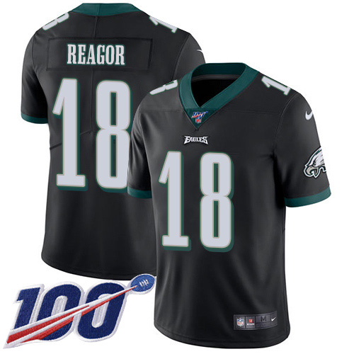 Philadelphia Eagles #18 Jalen Reagor Black Alternate Youth Stitched 100th Season Vapor Untouchable Limited Jersey Youth