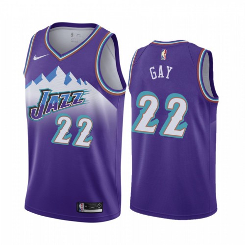 Utah Jazz #22 Rudy Gay Purple 2019-20 Hardwood Classic Edition Stitched Womens Jersey Womens