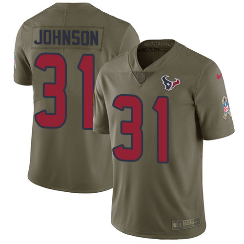 Houston Texans #31 David Johnson Olive Youth Stitched Limited 2017 Salute To Service Jersey Youth