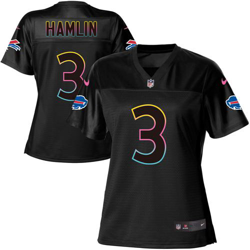 Bills #3 Damar Hamlin Black Women's Fashion Game Jersey