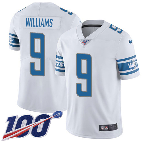Lions #9 Jameson Williams White Men's Stitched 100th Season Vapor Untouchable Limited Jersey