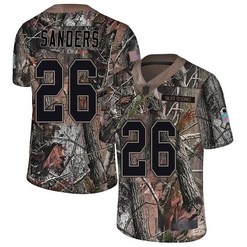 Eagles #26 Miles Sanders Camo Men's Stitched Limited Rush Realtree Jersey