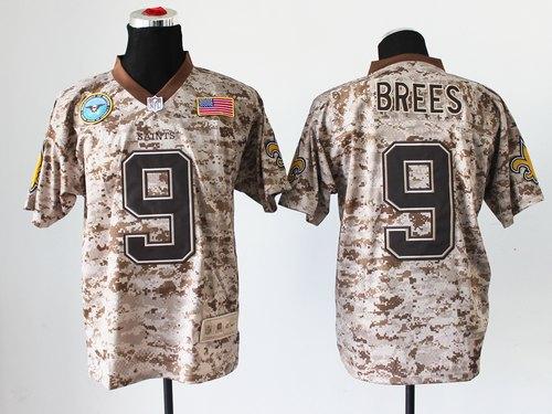Saints #9 Drew Brees Camo Men's Stitched New Elite USMC Jersey
