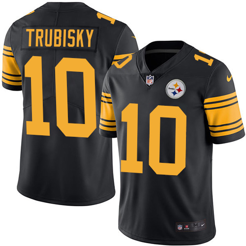 Steelers #10 Mitchell Trubisky Black Men's Stitched Limited Rush Jersey