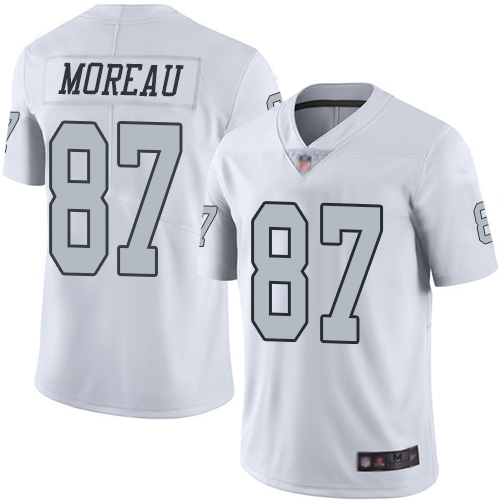Las Vegas Raiders #87 Foster Moreau White Men's Stitched Limited Rush Jersey Men's