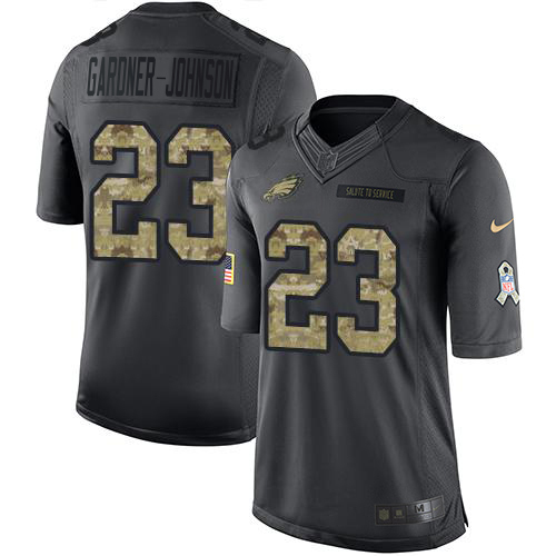 Eagles #23 C.J. Gardner-Johnson Black Men's Stitched Limited 2016 Salute To Service Jersey