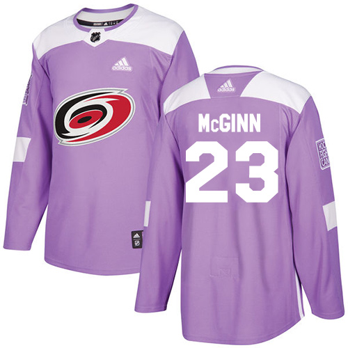 Adidas Carolina Hurricanes #23 Brock McGinn Purple Authentic Fights Cancer Stitched Jersey Men's