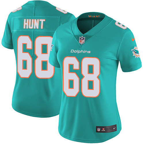 Miami Dolphins #68 Robert Hunt Aqua Green Team Color Women's Stitched Vapor Untouchable Limited Jersey Womens