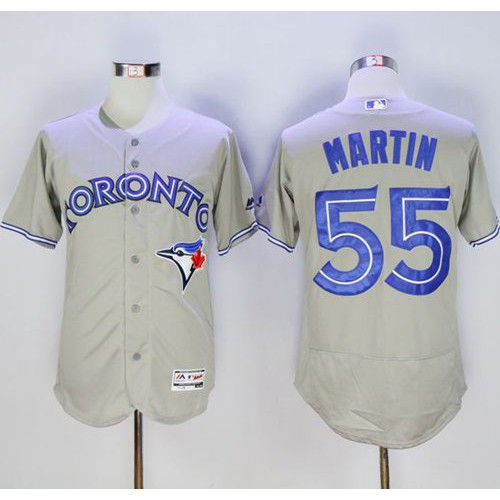 Toronto Blue Jays #55 Russell Martin Grey Flexbase Authentic Collection Stitched Jersey Men's