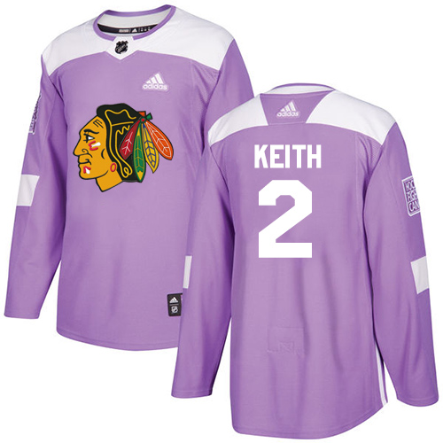 Adidas Chicago Blackhawks #2 Duncan Keith Purple Authentic Fights Cancer Stitched Youth Jersey Youth