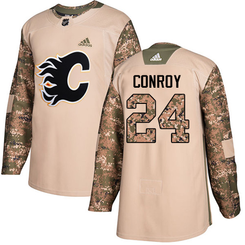 Adidas Calgary Flames #24 Craig Conroy Camo Authentic 2017 Veterans Day Stitched Jersey Men's