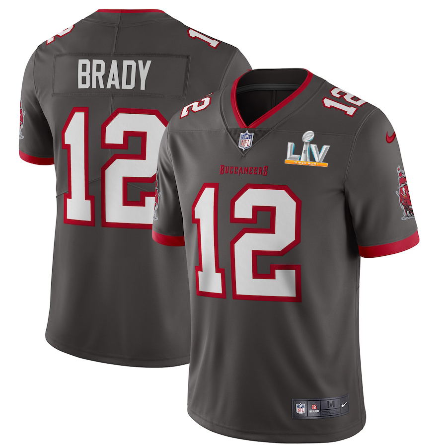 Tampa Bay Buccaneers #12 Tom Brady Youth Super Bowl LV Bound Pewter Alternate Vapor Limited Jersey