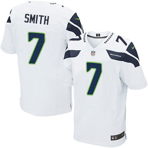 Seahawks #7 Geno Smith White Men's Stitched Elite Jersey