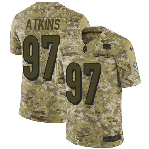 Cincinnati Bengals #97 Geno Atkins Camo Men's Stitched Limited 2018 Salute To Service Jersey Men's