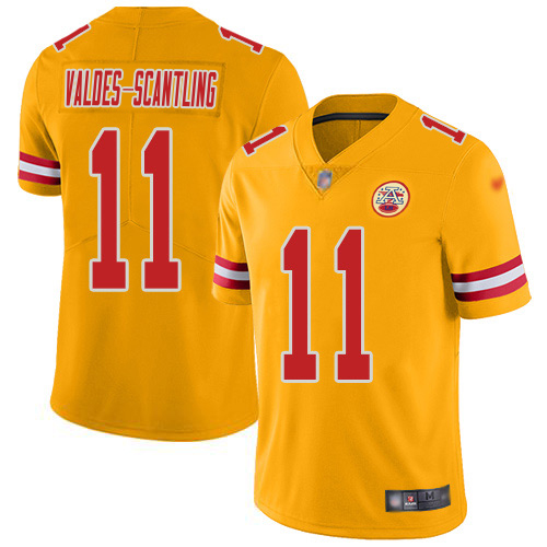 Chiefs #11 Marquez Valdes-Scantling Gold Men's Stitched Limited Inverted Legend Jersey
