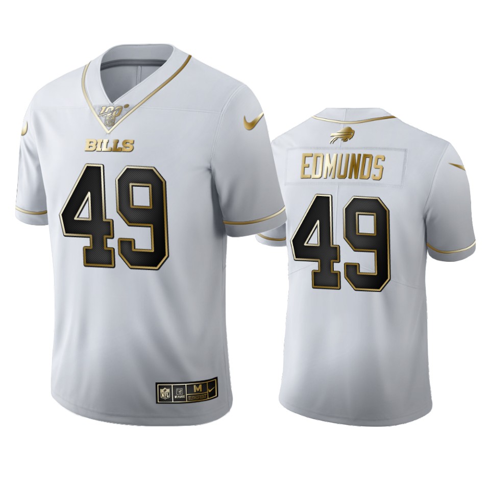 Buffalo Bills #49 Tremaine Edmunds Men's White Golden Edition Vapor Limited 100 Jersey