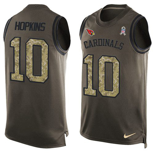 Cardinals #10 DeAndre Hopkins Green Men's Stitched Limited Salute To Service Tank Top Jersey