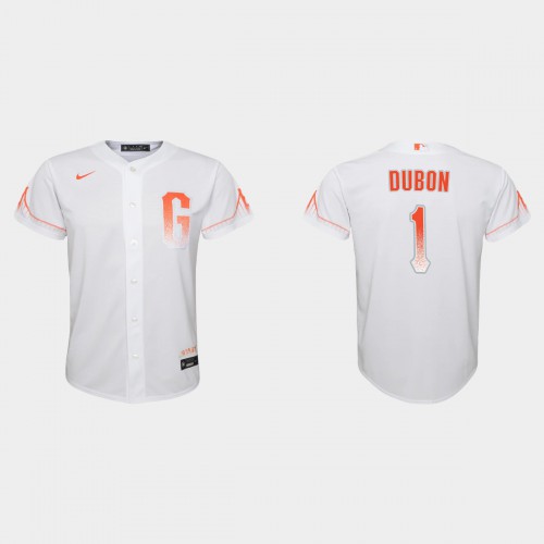 San Francisco San Francisco Giants #1 Mauricio Dubon Youth 2021 City Connect White Jersey Youth