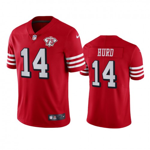 San Francisco 49ers #14 Jalen Hurd Red Rush Youth 75th Anniversary Stitched Vapor Untouchable Limited Jersey Youth