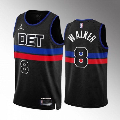 Detroit Detroit Pistons #8 Kemba Walker Mens Black 2022-23 Statement Edition Jersey Mens