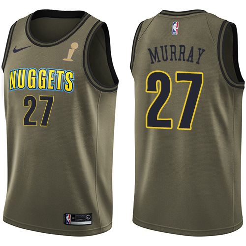 Nuggets #27 Jamal Murray Green Women's 2023 Finals Champions Salute To Service Swingman Jersey