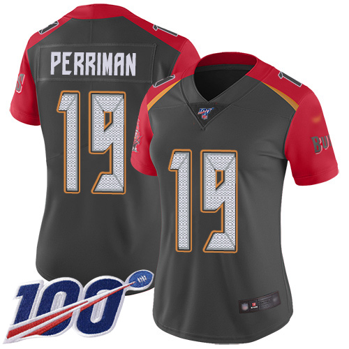 Tampa Bay Buccaneers #19 Breshad Perriman Gray Women's Stitched Limited Inverted Legend 100th Season Jersey Womens