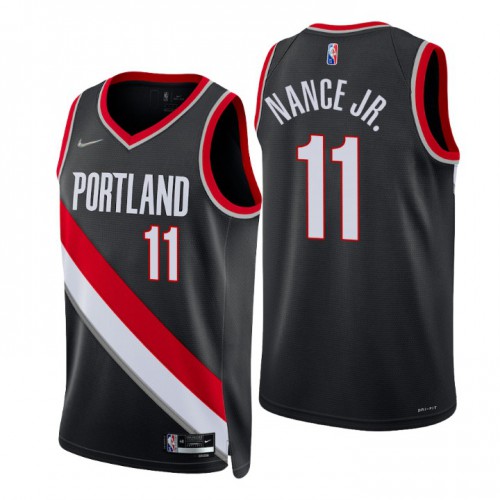 Portland Trail Blazers #11 Larry Nance Jr. Black Mens 2021-22 75th Anniversary Diamond Swingman Jersey - Icon Edition Mens
