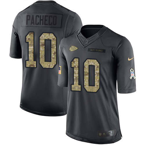 Chiefs #10 Isiah Pacheco Black Youth Stitched Limited 2016 Salute To Service Jersey