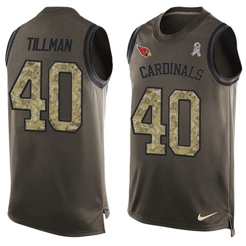 Cardinals #40 Pat Tillman Green Men's Stitched Limited Salute To Service Tank Top Jersey