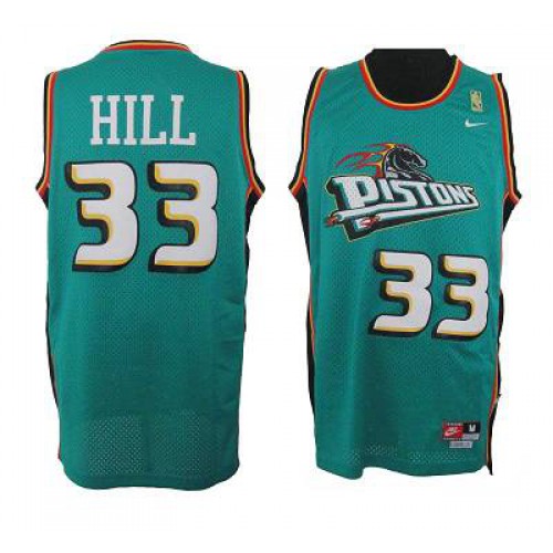 Detroit Pistons #33 Grant Hill Green Throwback Stitched Jersey Mens