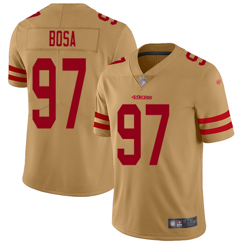 49ers #97 Nick Bosa Gold Men's Stitched Limited Inverted Legend Jersey