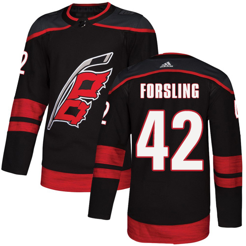Adidas Carolina Hurricanes #42 Gustav Forsling Black Alternate Authentic Stitched Youth Jersey Youth