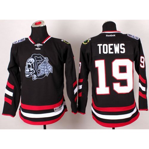 Chicago Blackhawks #19 Jonathan Toews Black(White Skull) 2014 Stadium Series Stitched Youth Jersey Youth